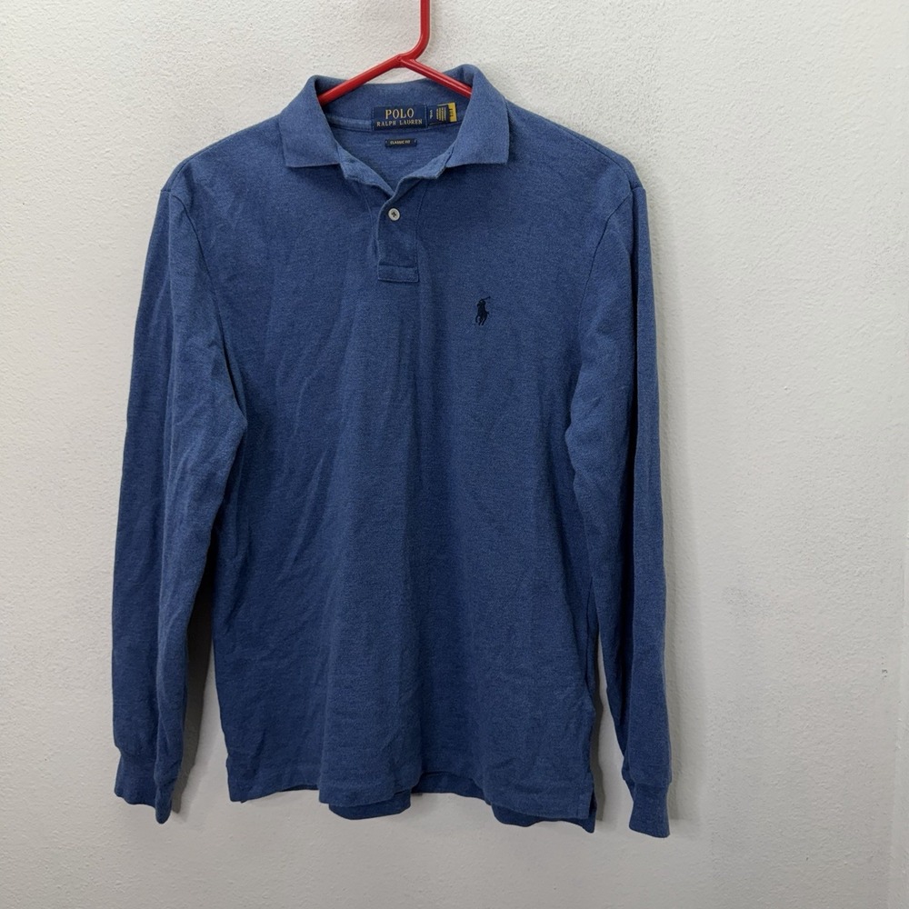 Polo Ralph Lauren Blue Classic Fit Cotton Knit Polo Shirt Mens S Preppy Collared